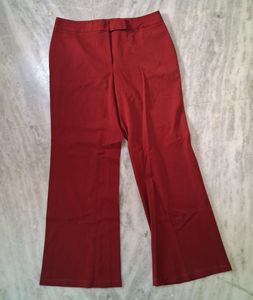 Red Flare Leg Trousers