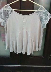 Exquisite Lace Embellished Crop Top - XL Size