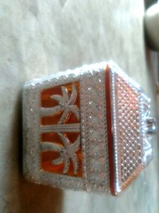 Decorative Silver and Orange Jewel Box