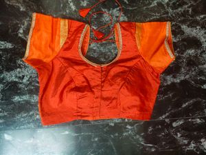 Rich Orange-Red with Gold Borders blouse