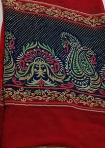 Red Saree with Paisley Print