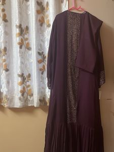Elegant purple party wear jacket style burkha