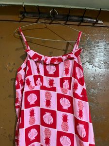 Pink &amp; Red Fruit &amp; Shell Print Dress