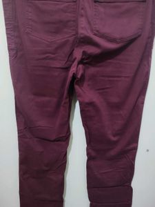 Marks And Spencer Crimson Maroon Long Pant Trouser