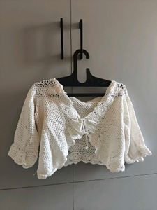 Y2K Crochet Cardigan &amp; Black crop top