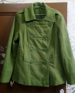 Woolen Ledies Coat in Mehendi Green Colour