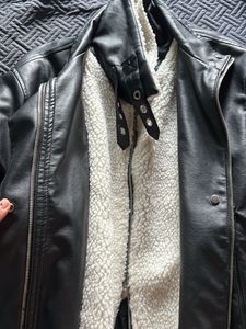 Faux Leather Sherpa Lined Jacket