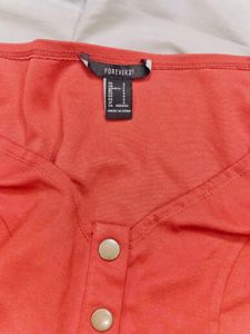 Chic Red Puff Sleeve Button-Up Top