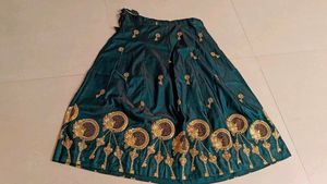 Elegant Teal Embroidered Skirt