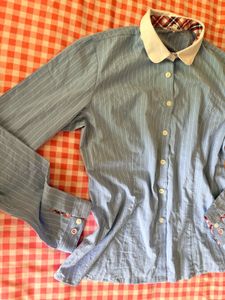 Men's Blue Striped Dress Shirt