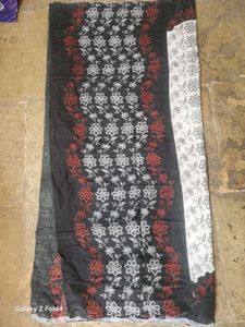 Black & white floral Dupatta