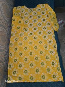 Yellow Floral Print Kurta for women