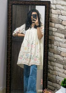 🤍Embroidered Cotton Kurta🤍