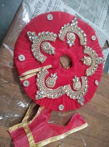 Laddu Gopal Dress in Red Color with Beautiful Turb