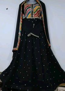 Pakistani gown Embroidered Black  Anarkali Suit