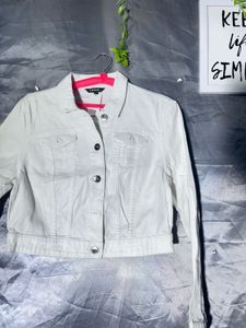 George White Cropped Denim Jacket