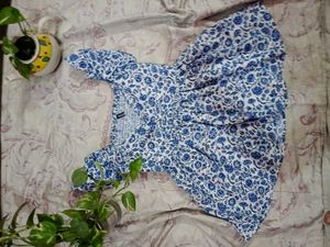 Blue &amp; White Floral Smocked Top | Cute Summer Wear