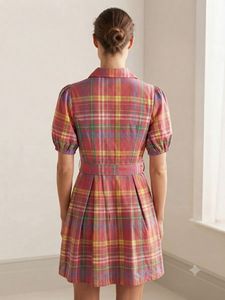Charming Plaid Shirt Dress