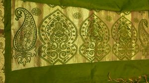 Elegant Olive Green Saree with Gold Border