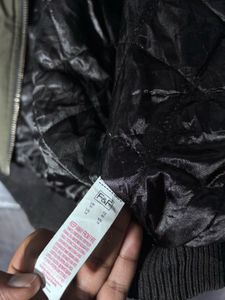 Green Bomber Jacket with Fur Hood