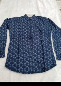 Men's Stylish Printed Navy Blue Shirt