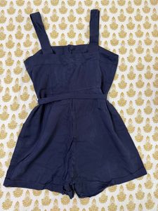 Navy Blue Jumpsuit with Tie Waist