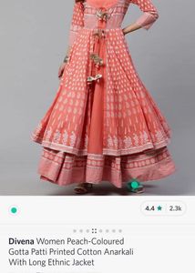 Peach Ethnic Cotton Anarkali with Jacket