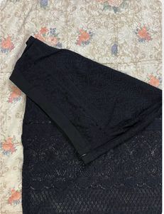 Black vintage long lace skirt