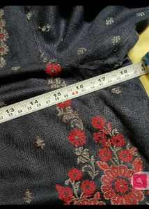 Embroidered Dark Blue Kurti with Stall
