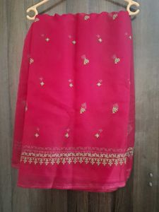 Rani Pink Saree with Contrast blouse piece