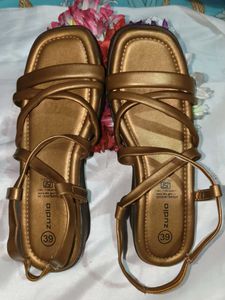 Stylish Gold Flat Sandals