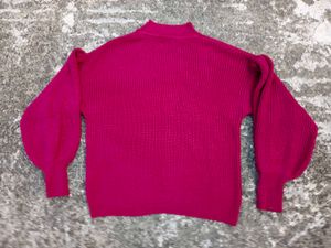 Chic Magenta Balloon Sleeve Sweater