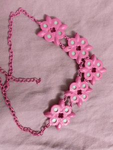 Chic Pink Flower Statement Necklace