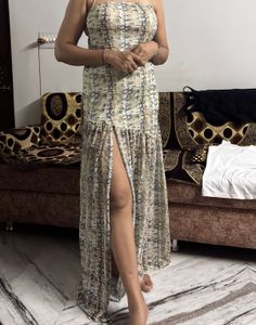 Chic Snakeskin Print Maxi Dress