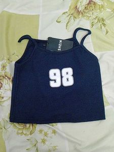 SHEIN Navy Blue "98" Graphic Crop Top