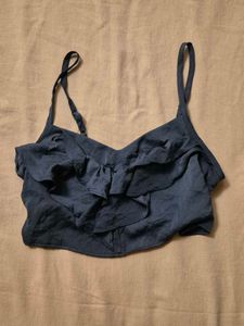 Chic ruffled blue crop cami top
