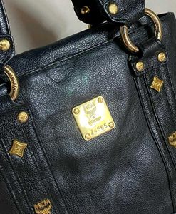MCM Black Leather Tote Bag
