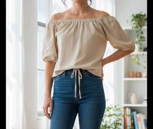 Cream Peasant Top