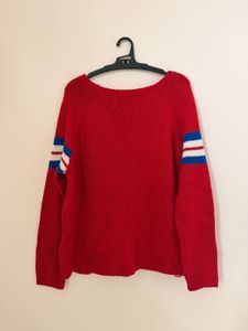 Shoop Distressed Red Knit Sweater
