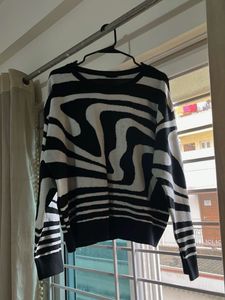 Monochrome Swirl Knit Sweater
