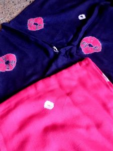 Vibrant Pink &amp; Navy Bandhani suit