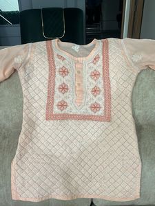 Elegant Peach Chikankari Kurta