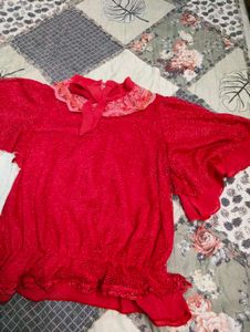 Chic Red Top and jeans