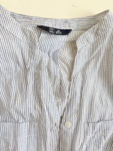 Striped Casual Button-Up Tunic Top