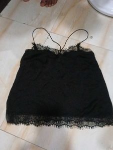 Black Lace Trim Cami Top