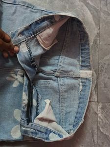 Floral Print Wide Leg Jeans