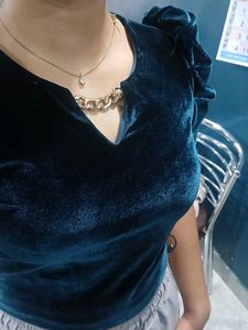 Velvet Top with Gold Chain Detail