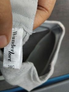 Comfortable Grey Lace Trim Bra