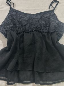 Elegant Black Lace Camisole Top