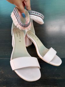 Monrow Blush Pink Block Heels with Zip-up Back